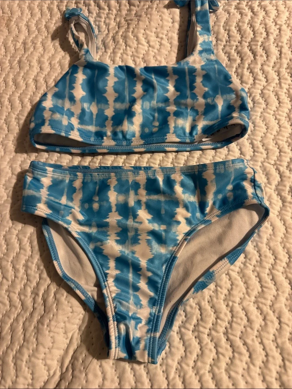 wonder nation Blue and White Tie-Dye Girls' Two-Piece Swim Set